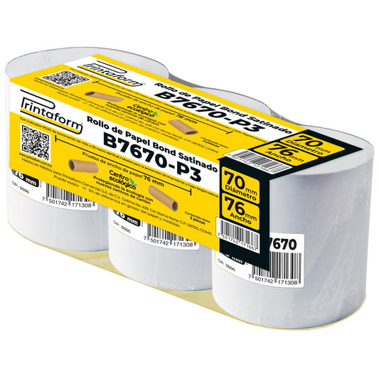 Rollo Bond Satinado 76mm x 30m, B7670