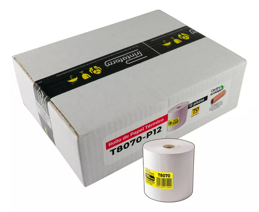 Pack de 12 Rollos Térmicos 79mm x 76m, T8070
