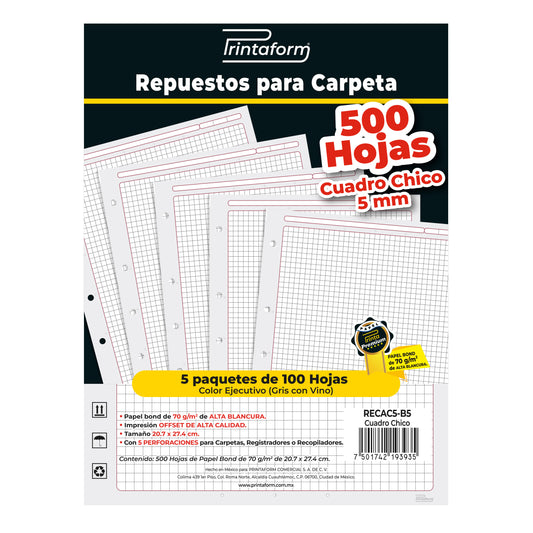 Repuestos para Carpeta Ejecutiva 500 hojas
