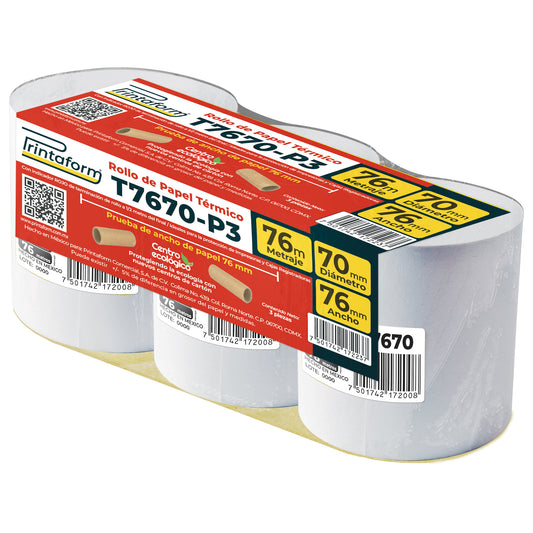Rollo Térmico 76mm x 68m, T7670