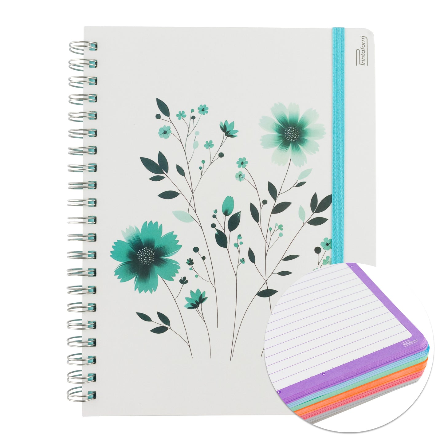 Libreta Profesional Universitaria Floral, pasta dura, 200h