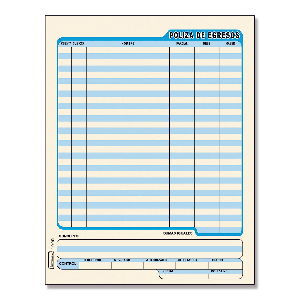 Póliza de ingresos, Póliza Egresos, Póliza de diario (Pq. c/3 blocks)