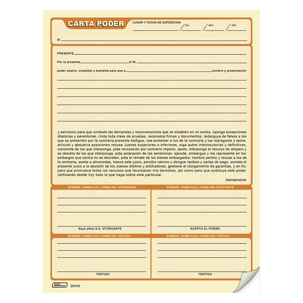 Carta Poder B-2040 (Pq. c/3 blocks)