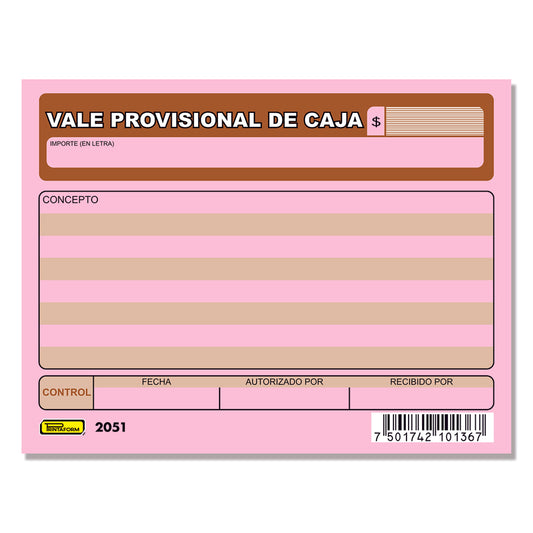 Contra Recibo, Vale Provisional de caja, Comprobante de gastos (Pq. c/3 blocks)