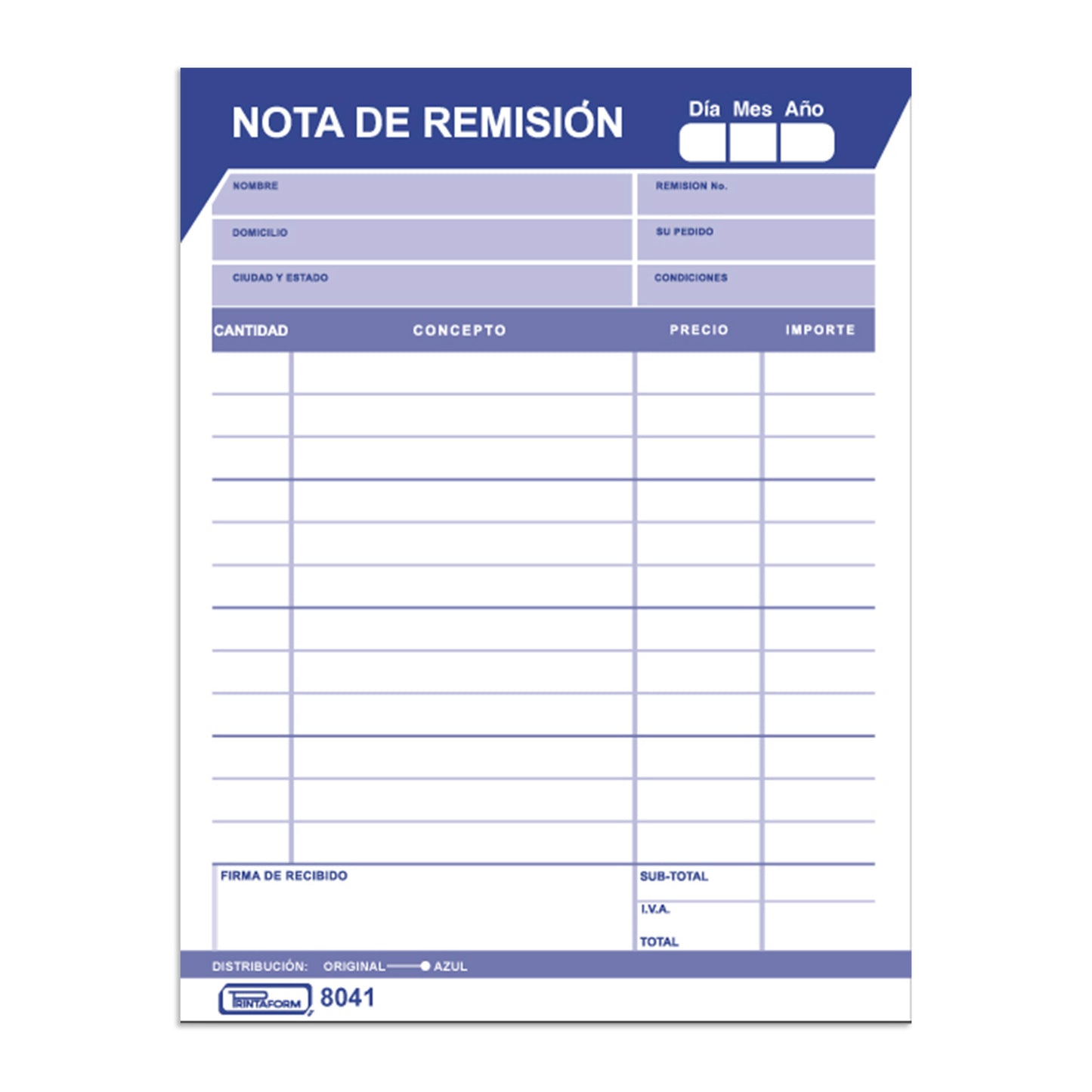 Nota de remisión, B-8041 (Paq. c/3 blocks)