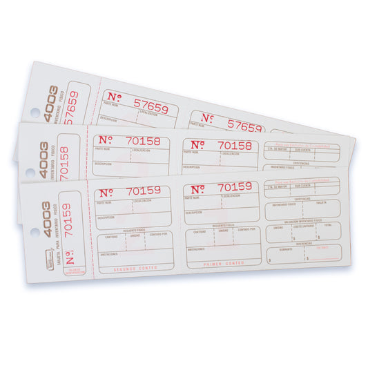 Tarjetas para Inventario físico B-4003 (marbetes)