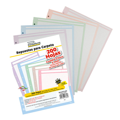Repuestos para Carpeta Arcoíris Pastel 200 hojas