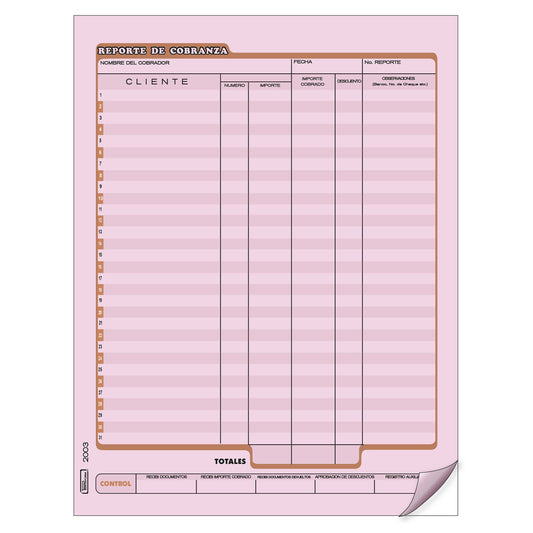 Reporte de Cobranza B-2003 (Paq. c/3 blocks)
