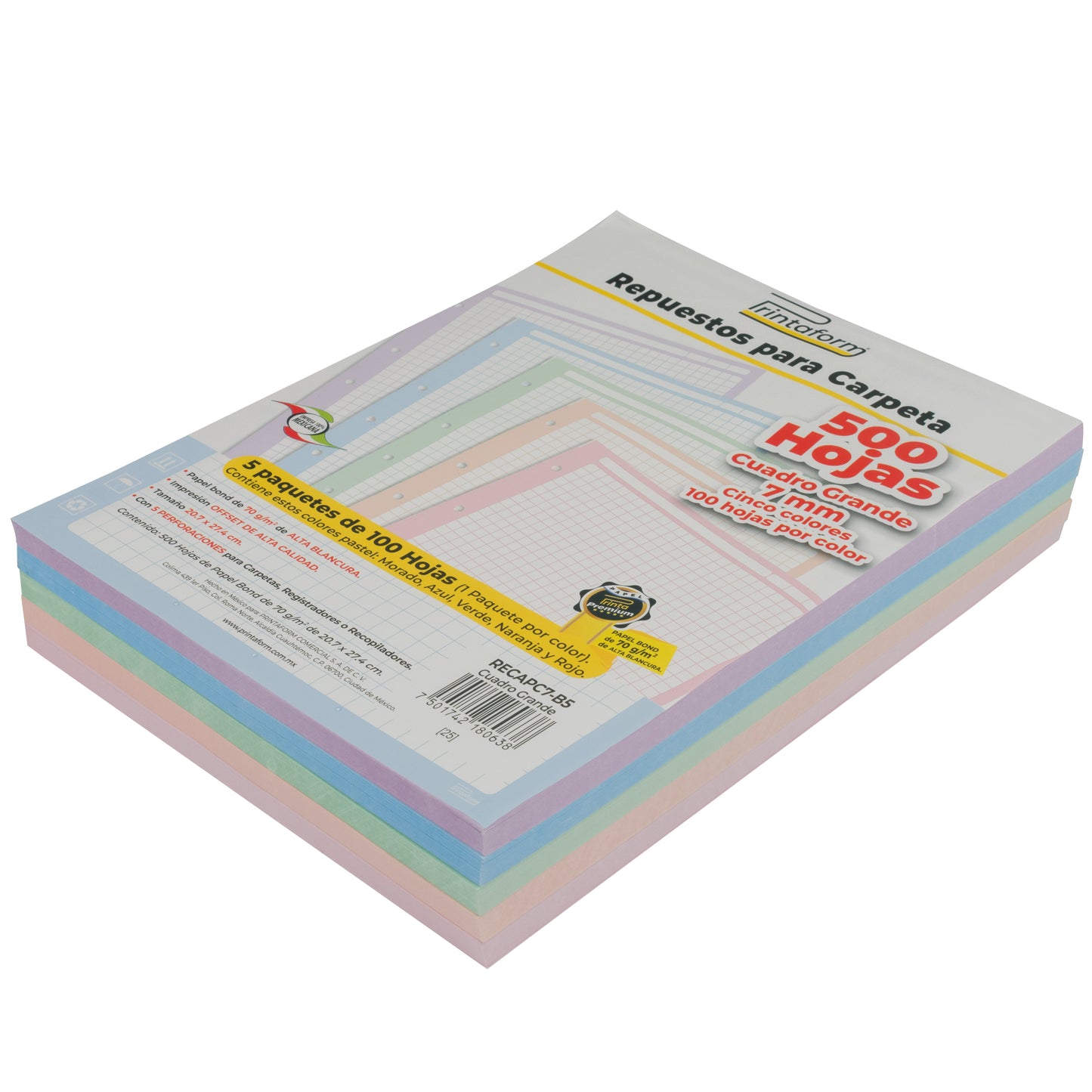 Repuestos para Carpeta Arcoíris Pastel 500 hojas