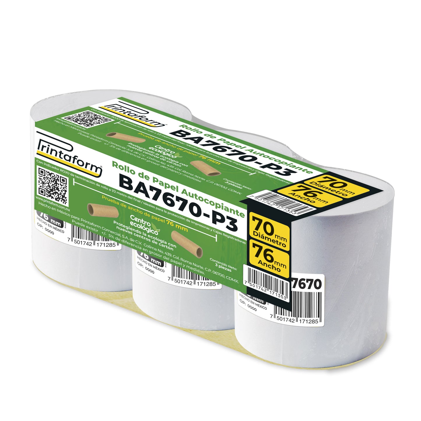 Rollo Bond Autocopiante 76mm x 20m, BA7670