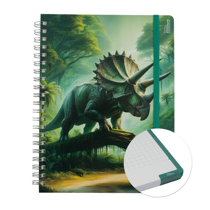 Libreta Dinosaurios Profesional pasta dura, 100 hojas Rayado Cornell