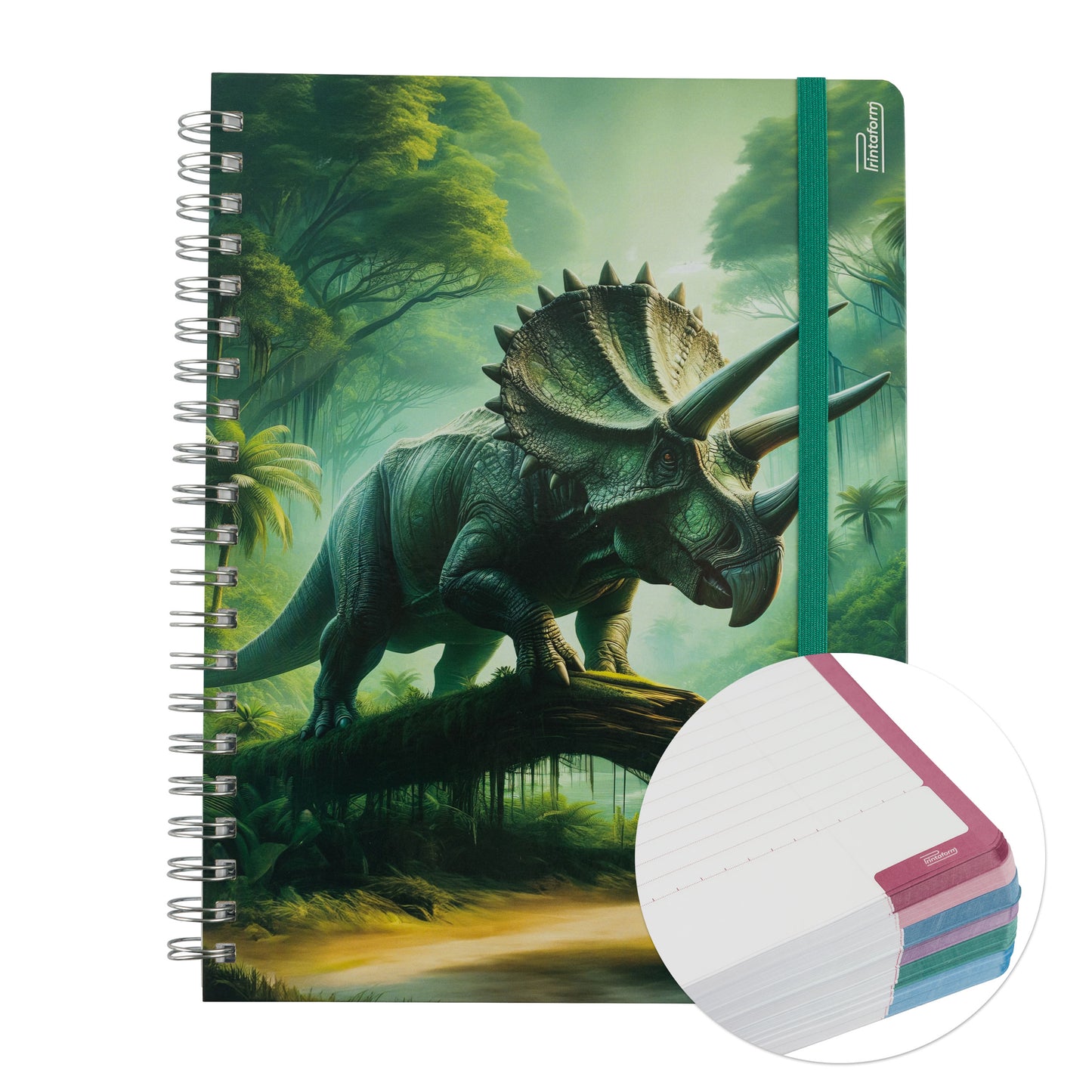 Libreta Universitaria Dinosaurios Profesional 200h Rayado Cornell