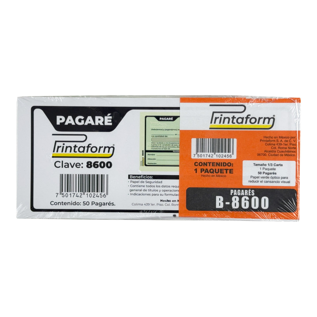 Pagaré B-8600 (Pq. 3 blocks) – Printaform