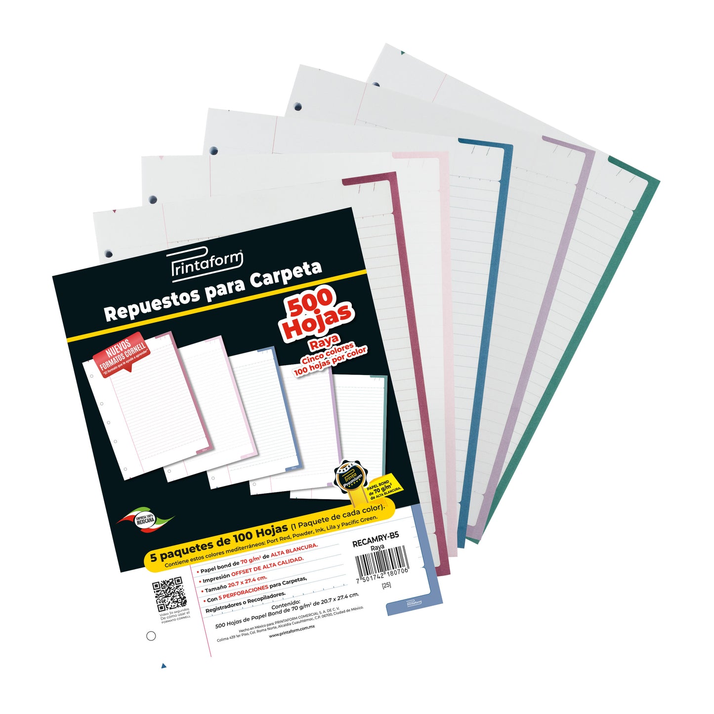 Repuestos para Carpeta Hoja Cornell 500 hojas