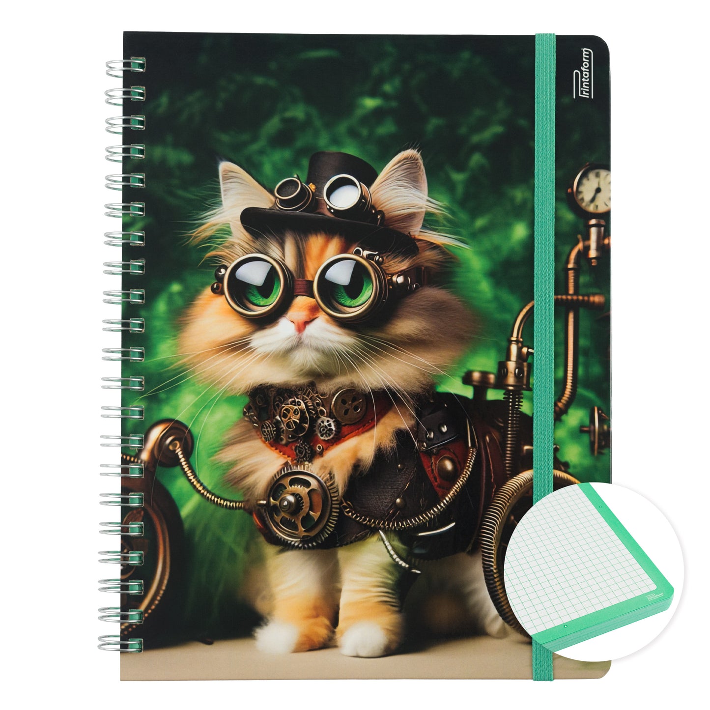 Libreta Felinos Profesional pasta dura, 100 hojas