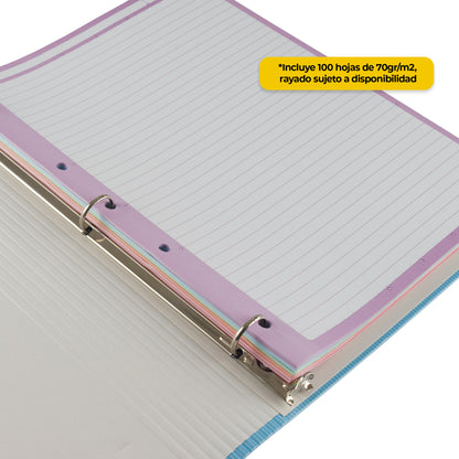 Carpeta Arcoíris Pastel Universitaria Premium 3/4"