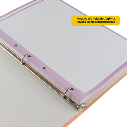 Carpeta Arcoíris Pastel Universitaria Premium 3/4"