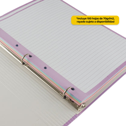 Carpeta Arcoíris Pastel Universitaria Premium 3/4"