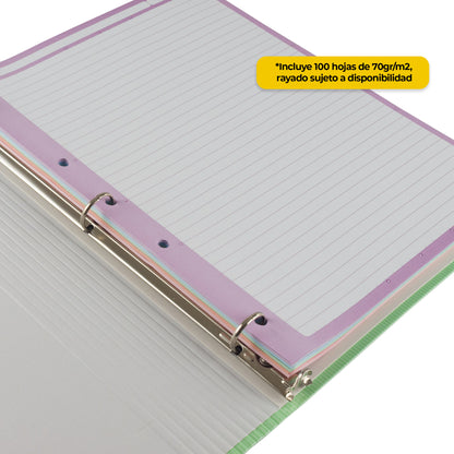 Carpeta Arcoíris Pastel Universitaria Premium 3/4"