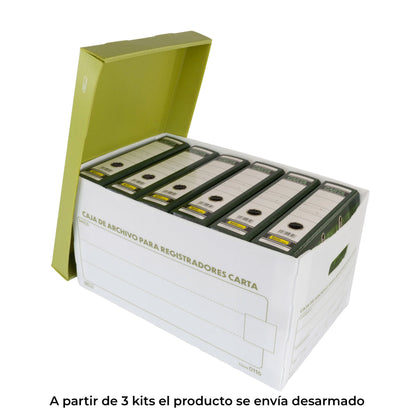 Kit Caja de Archivo + 6 Registradores tamaño carta