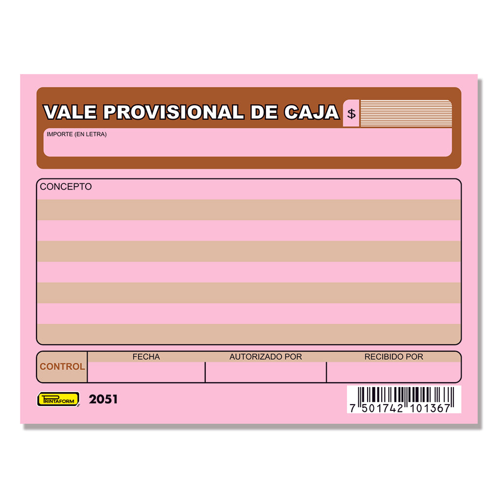 Contra recibo, Vale provisional de caja, Comprobante de gastos (Pq. c/3 blocks)